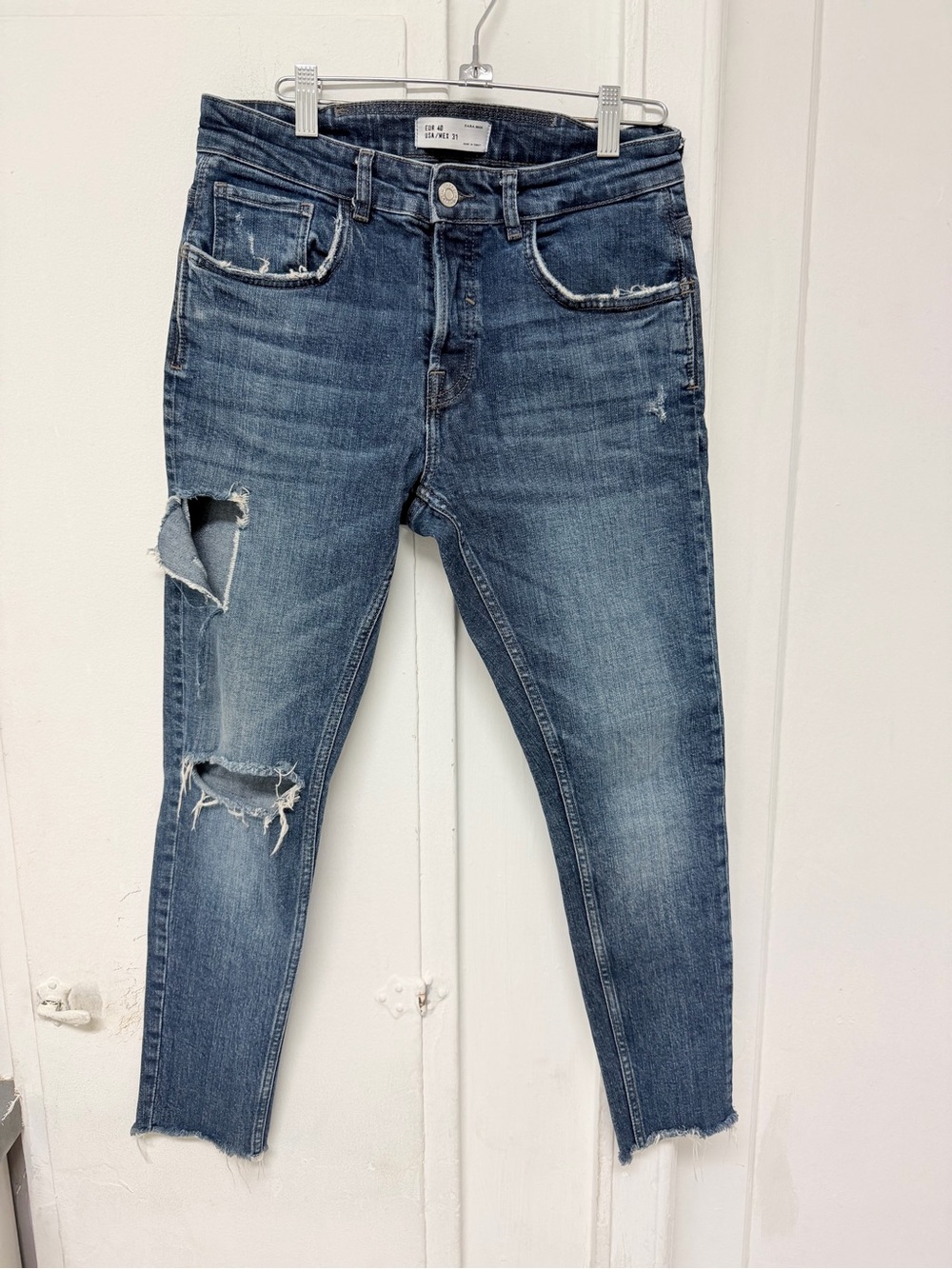Y2K relaxed Distressed High-Rise Skinny Jeans - Blue Zara man size 31